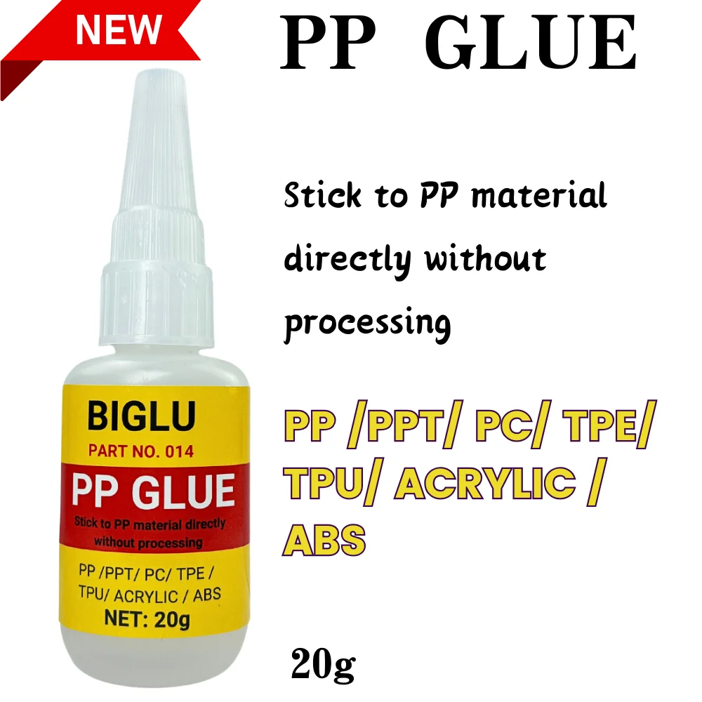20 г BIGLU PP клей мгновенное полипропиленовое склеивание напрямую без обработки ABS ПВХ 20s быстросохнущий клей
20 г BIGLU PP клей мгновенное полипропиленовое склеивание напрямую без обработки ABS ПВХ 20s быстросохнущий клей