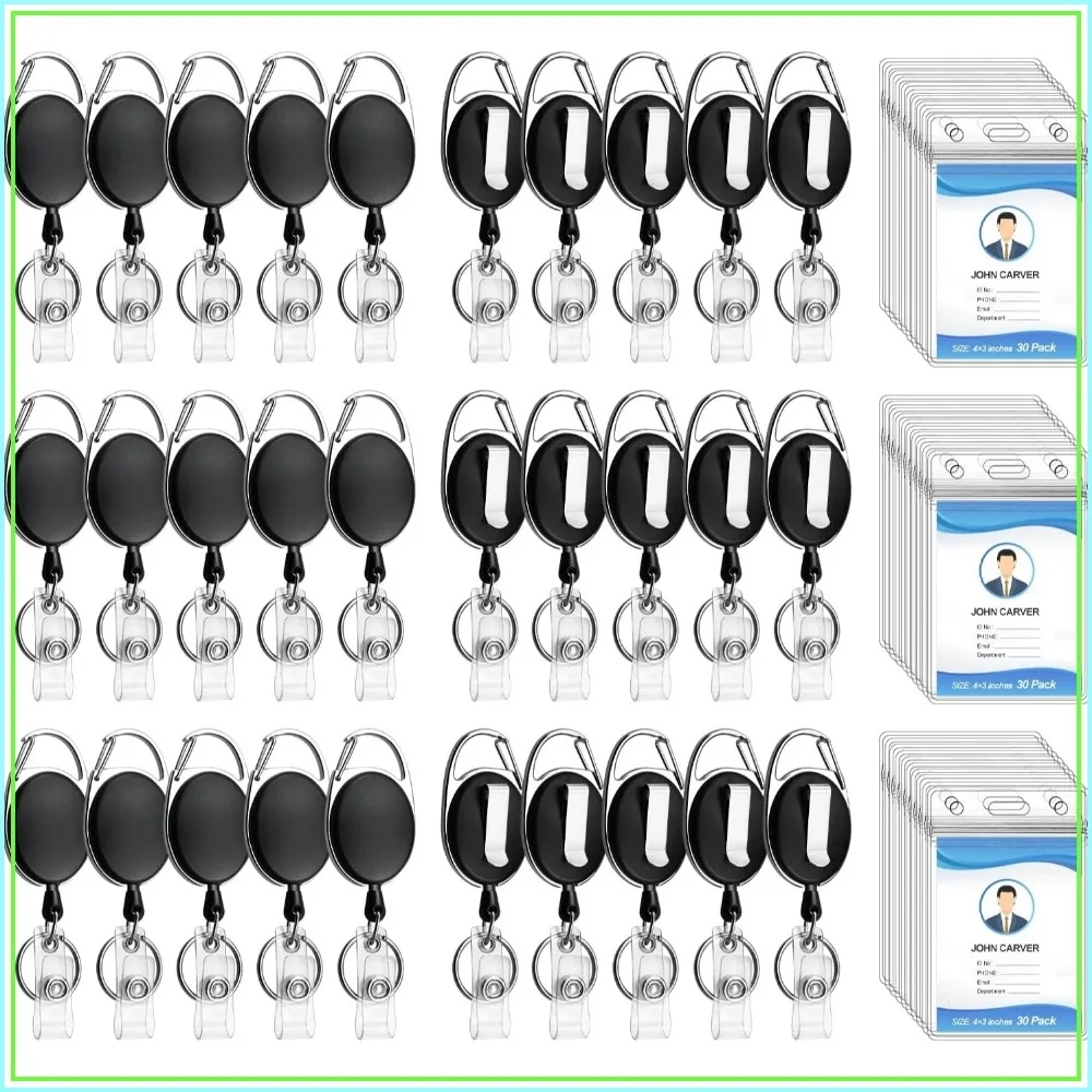 30 Pack Heavy Duty Retractable Badge Reel with Waterproof ID Holders & Key Rings
30 Pack Heavy Duty Retractable Badge Reel with Waterproof ID Holders & Key Rings