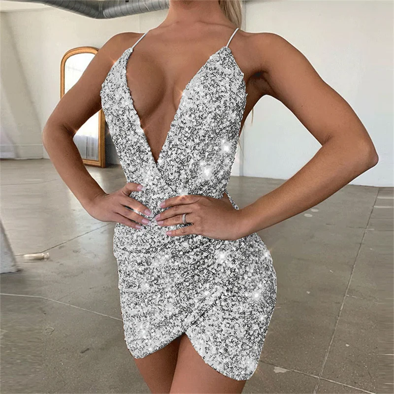 Summer Women Dress For 2022 Deep V Neck Clothes Backless Casual Evening Party Sexy Female Spaghetti Sequined Club Mini Dress
Summer Women Dress For 2022 Deep V Neck Clothes Backless Casual Evening Party Sexy Female Spaghetti Sequined Club Mini Dress