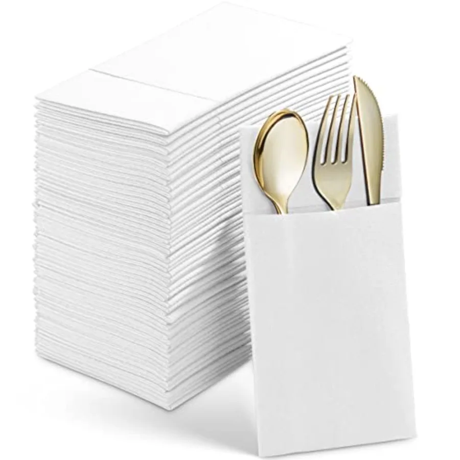 200-Count Linen-Feel Dinner Napkins with Pocket For Flatware, Soft and Thick White Disposable Paper Napkins With Pocket For Sil
200-Count Linen-Feel Dinner Napkins with Pocket For Flatware, Soft and Thick White Disposable Paper Napkins With Pocket For Sil