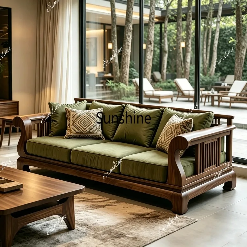 New Chinese-style solid wood sofa three-person living room furniture
New Chinese-style solid wood sofa three-person living room furniture