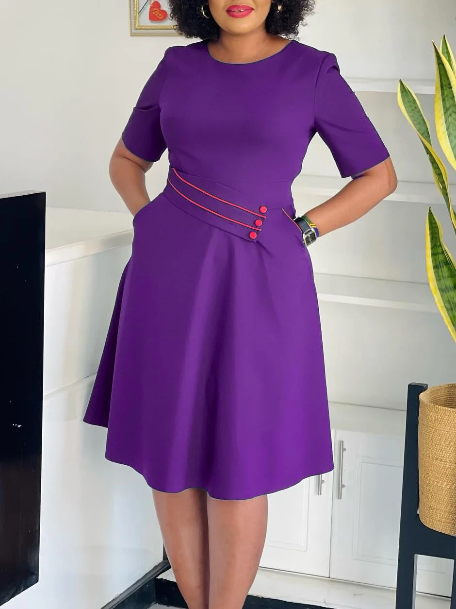 Women's High-Waisted Wide-Hem Dress Short-Sleeved Solid Color Fashion 2025 New Arrival
Women's High-Waisted Wide-Hem Dress Short-Sleeved Solid Color Fashion 2025 New Arrival