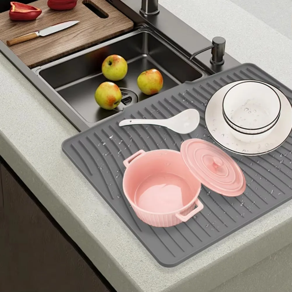 Heat Resistant Silicone Draining Board Mat Nonslip Diversion Opening Slope Kitchen Dish Drainer Pad Large size Dish Drying Mat
Heat Resistant Silicone Draining Board Mat Nonslip Diversion Opening Slope Kitchen Dish Drainer Pad Large size Dish Drying Mat