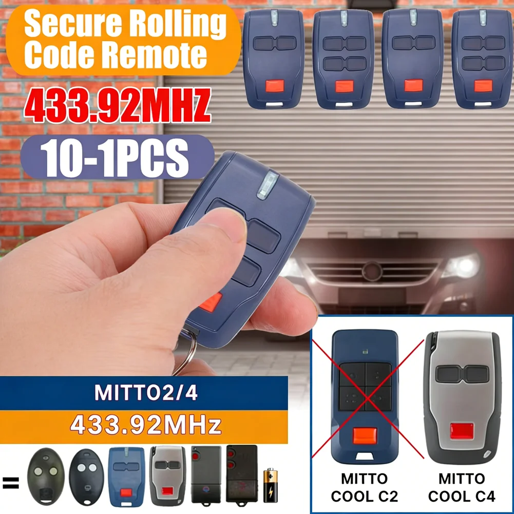10-1PCS Secure Rolling Code Remote for BFT B RCB02 RCB04 MITTO 2 Gate Opener 433.92MHz Wireless RF Remote Control 2/4 Buttons
10-1PCS Secure Rolling Code Remote for BFT B RCB02 RCB04 MITTO 2 Gate Opener 433.92MHz Wireless RF Remote Control 2/4 Buttons