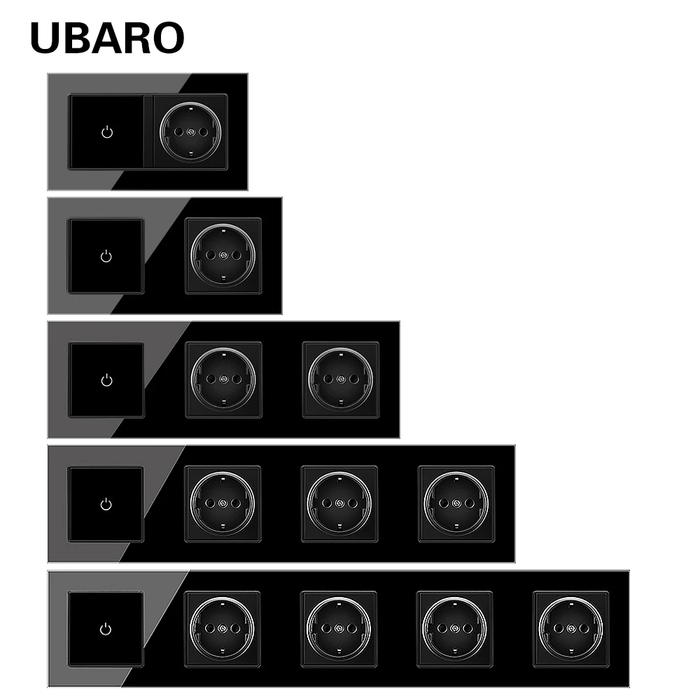 UBARO Black Tempered Glass Panel Touch Switch EU socket USB Type C TV Rj45 RJ11 Function Key Diy Combination Square Box Install
UBARO Black Tempered Glass Panel Touch Switch EU socket USB Type C TV Rj45 RJ11 Function Key Diy Combination Square Box Install