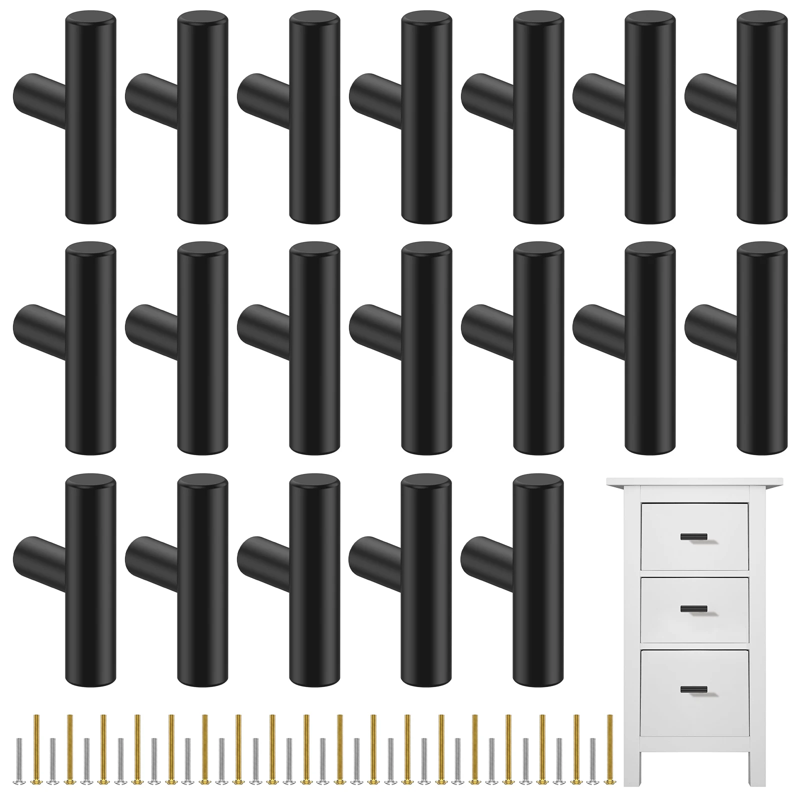 20 шт. ручки для шкафа, матовые черные ручки для кухонного ящика из нержавеющей стали, Т-образные ручки с одним отверстием для шкафов, кухонных шкафов
20 шт. ручки для шкафа, матовые черные ручки для кухонного ящика из нержавеющей стали, Т-образные ручки с одним отверстием для шкафов, кухонных шкафов