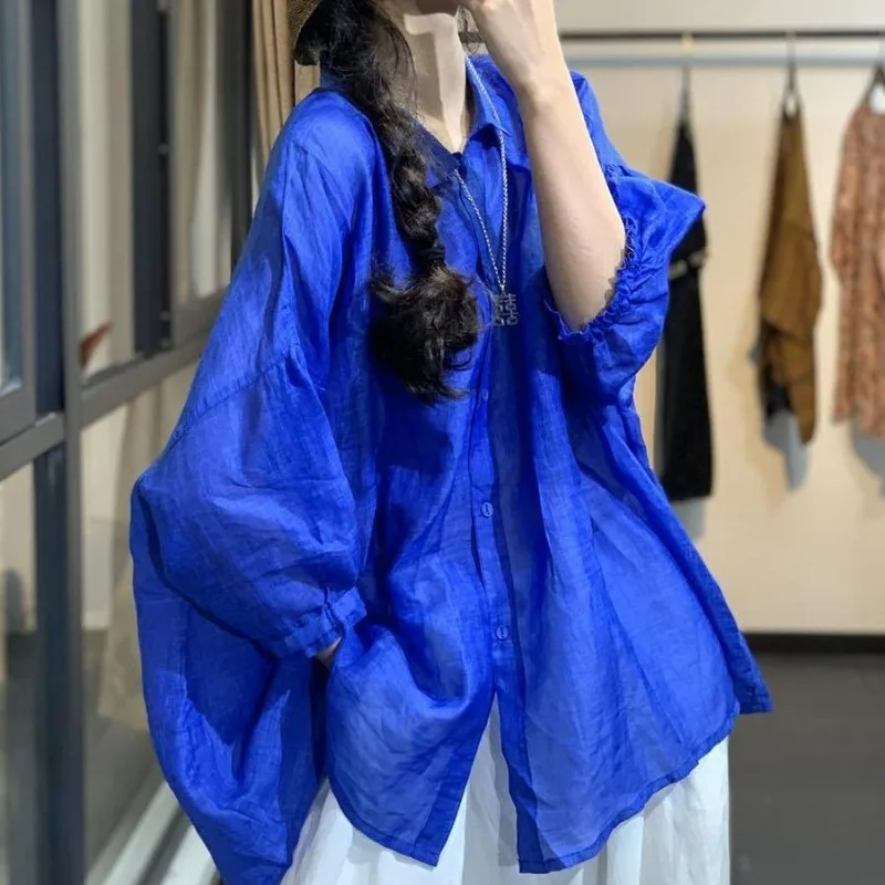 Fashionable Spring and Summer Literary Thin Ramie Simple Loose Shirt for Women Japanese Bat Sleeve Doll Shirt Top
Fashionable Spring and Summer Literary Thin Ramie Simple Loose Shirt for Women Japanese Bat Sleeve Doll Shirt Top