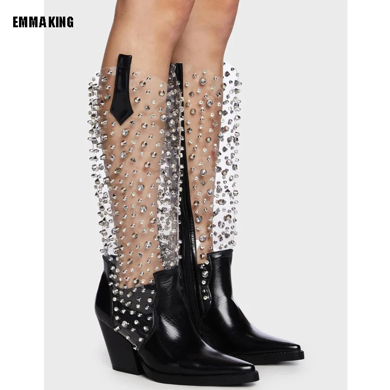 2023 Fashion Crystal Knee High Boots Woman Transpartent Thigh High Boots Lady Fashion Rivet Diamond Boots Plus size 44
2023 Fashion Crystal Knee High Boots Woman Transpartent Thigh High Boots Lady Fashion Rivet Diamond Boots Plus size 44