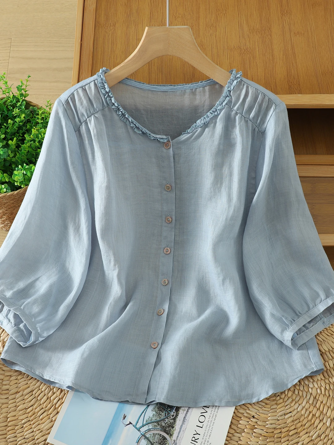 Loose Cotton Linen Short Sleeve Shirt Women Summer plus Size Conceal Belly Fashionable Youthful Seven Sleeve Women's Top
Loose Cotton Linen Short Sleeve Shirt Women Summer plus Size Conceal Belly Fashionable Youthful Seven Sleeve Women's Top