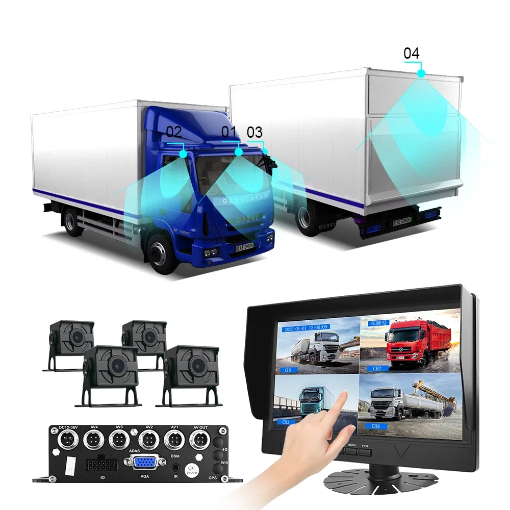 4 Channel 7/10 Inch Touch Screen Truck Dash Cam MDVR, GPS Tracking, Fleet Management, Driving Video Recorder, OEM/ODM Support