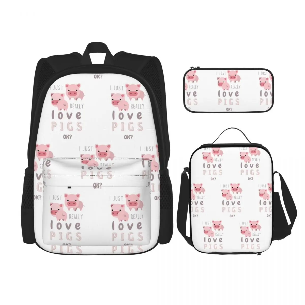Funny Pigs For Pig Lovers Backpacks Kids Bookbag School Bags Rucksack Lunch Bag Pen Bag Three-Piece Set
Funny Pigs For Pig Lovers Backpacks Kids Bookbag School Bags Rucksack Lunch Bag Pen Bag Three-Piece Set