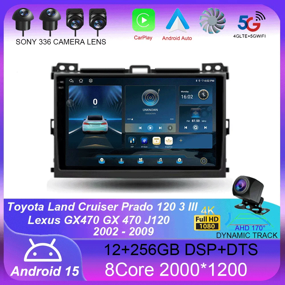 For Toyota Land Cruiser Prado 120 3 III For Lexus GX470 J120 2002 - 2009 Android 15 Car Radio Multimedia Video Player Stereo
For Toyota Land Cruiser Prado 120 3 III For Lexus GX470 J120 2002 - 2009 Android 15 Car Radio Multimedia Video Player Stereo