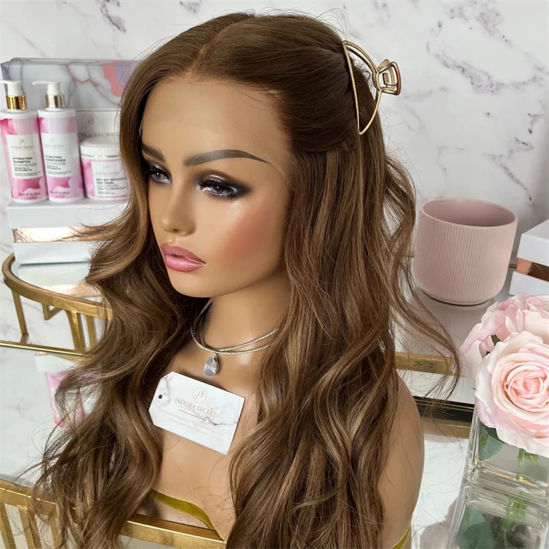 New In Ombre Chestnut Brown Highlight Lace Frontal Wig Syntehtic Heat Resistant Wig Natural Preplucked Hairline with Baby Hair
New In Ombre Chestnut Brown Highlight Lace Frontal Wig Syntehtic Heat Resistant Wig Natural Preplucked Hairline with Baby Hair
