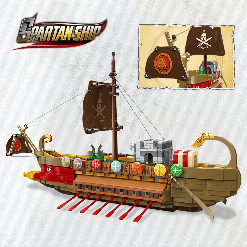 Строительные блоки MOC Idea Spartan Warship, модель корабля, сборные блоки, игрушки для мальчиков, подарок на день рождения, 1033 шт., 2020
Строительные блоки MOC Idea Spartan Warship, модель корабля, сборные блоки, игрушки для мальчиков, подарок на день рождения, 1033 шт., 2020