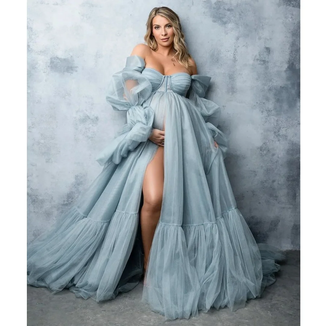 Long Sleeves Prom Dresses Off the Shoulder Maternity Photoshoot Dress with Slit Customized Long Party vestido de novia
Long Sleeves Prom Dresses Off the Shoulder Maternity Photoshoot Dress with Slit Customized Long Party vestido de novia