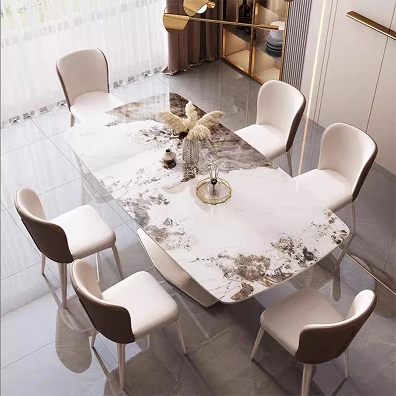 Rock Table Light Luxury Household Small Dining Table and Chair Combination Table Bright Rectangular
Rock Table Light Luxury Household Small Dining Table and Chair Combination Table Bright Rectangular