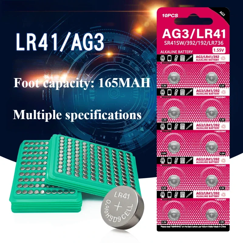 10-500Pcs High Capacity LR41 Alkaline Batteries AG3 L736 392 384 192 Premium 1.5V Button Coin Cell Batteries for Medical Devices
10-500Pcs High Capacity LR41 Alkaline Batteries AG3 L736 392 384 192 Premium 1.5V Button Coin Cell Batteries for Medical Devices