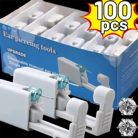 Sicherheit Ohr Piercing Gun Kit Frauen Männer Einweg Weiß Kunststoff Sterile Ohr Piercing Gerät Mode Einfache Schmuck Piercing Werkzeuge