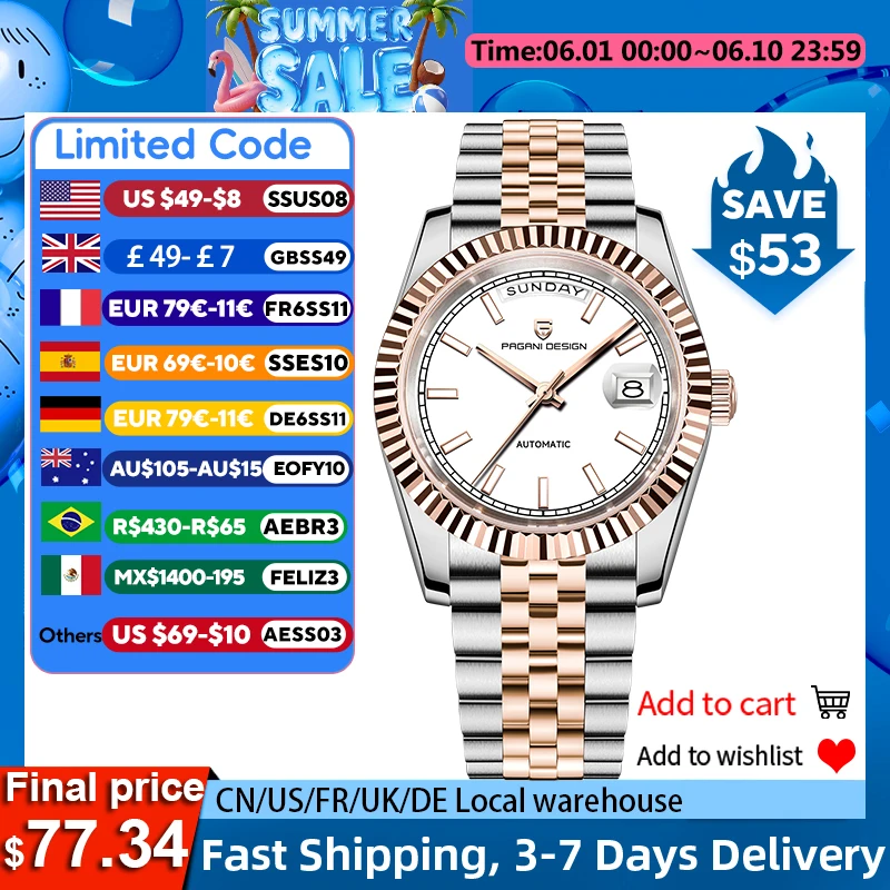 PAGANI DESIGN 2026 New Enamel Dial DD36 Luxury Silver Gold Automatic Watch For Men AR Sapphire crystal Mechanical Wristwatch Men
PAGANI DESIGN 2026 New Enamel Dial DD36 Luxury Silver Gold Automatic Watch For Men AR Sapphire crystal Mechanical Wristwatch Men