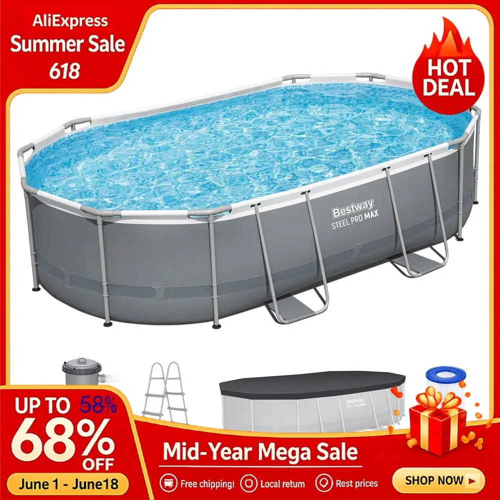 16 x 10 x 42 Above Ground Pool, Oval Metal Frame Outdoor Swimming Pool Set with Filter Pump, Ladder, Custom, Pools
16 x 10 x 42 Above Ground Pool, Oval Metal Frame Outdoor Swimming Pool Set with Filter Pump, Ladder, Custom, Pools