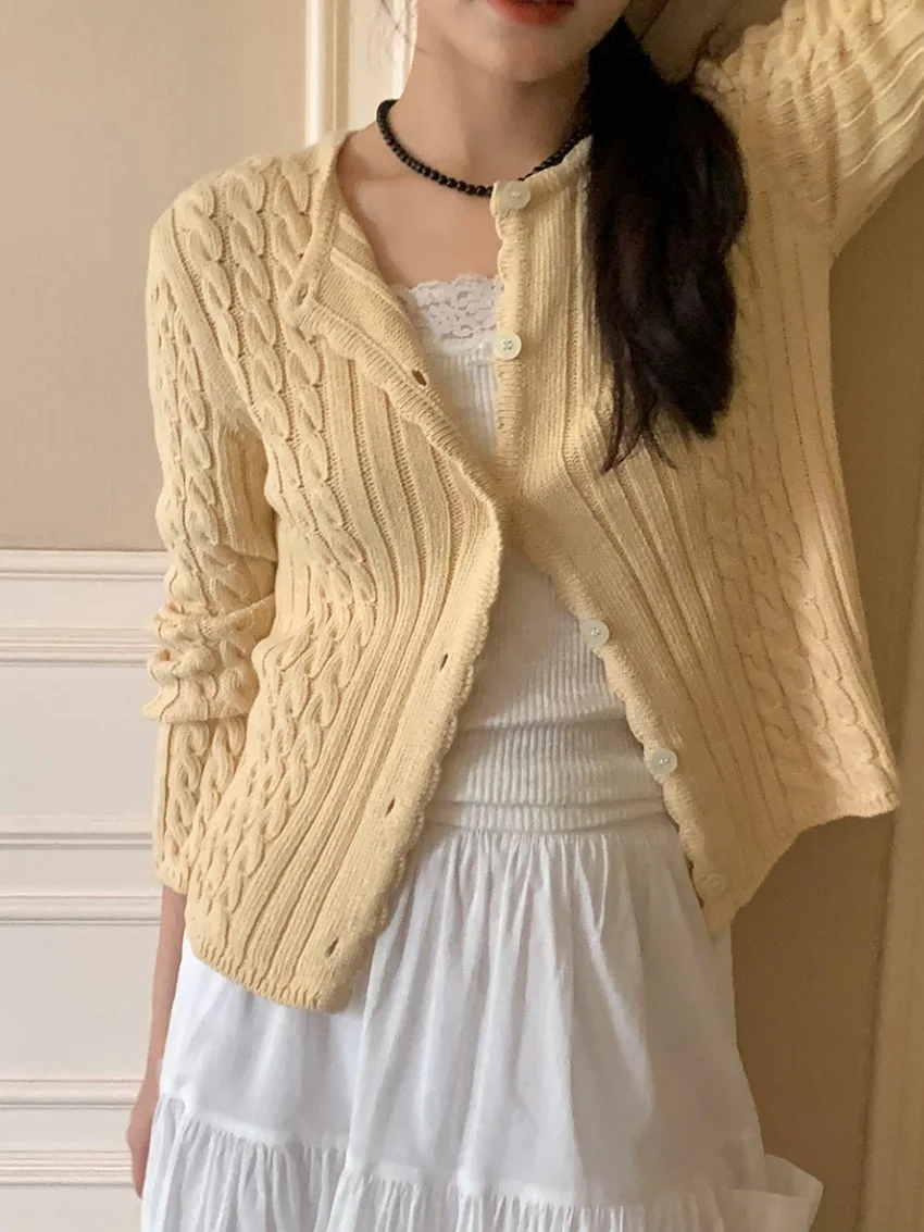 Желтые свитера Alien Kitty, нежные женские вязаные шикарные осенние милые девушки, новинка 2025, Mujer, повседневные тонкие кардиганы, пальто, универсальные
Желтые свитера Alien Kitty, нежные женские вязаные шикарные осенние милые девушки, новинка 2025, Mujer, повседневные тонкие кардиганы, пальто, универсальные