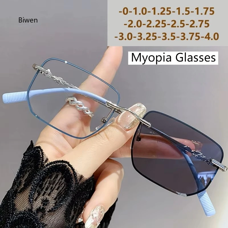 Photosensitive Color Changing Edge Cutting Fashion Anti Blue Light Frameless Metal Frame Advanced Student Myopia Glasses очки
Photosensitive Color Changing Edge Cutting Fashion Anti Blue Light Frameless Metal Frame Advanced Student Myopia Glasses очки
