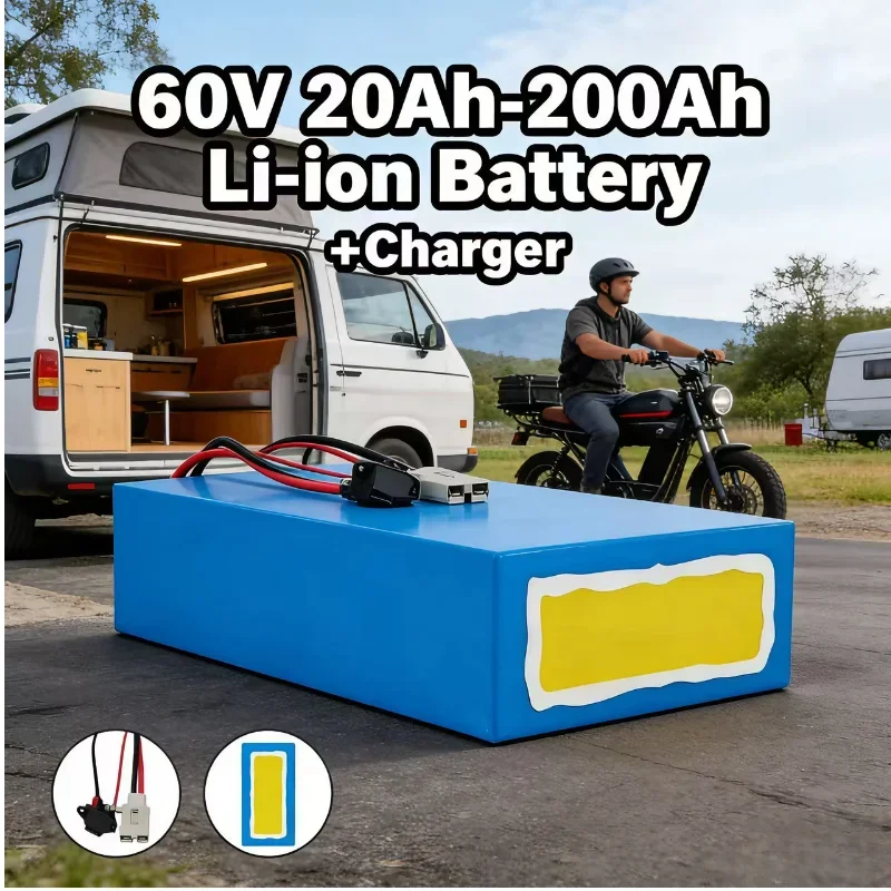 60V Li-ion Battery Pack 20Ah-200Ah with Charger | For Electric Vehicles, Solar Systems, RVs & Off-Grid Power
60V Li-ion Battery Pack 20Ah-200Ah with Charger | For Electric Vehicles, Solar Systems, RVs & Off-Grid Power