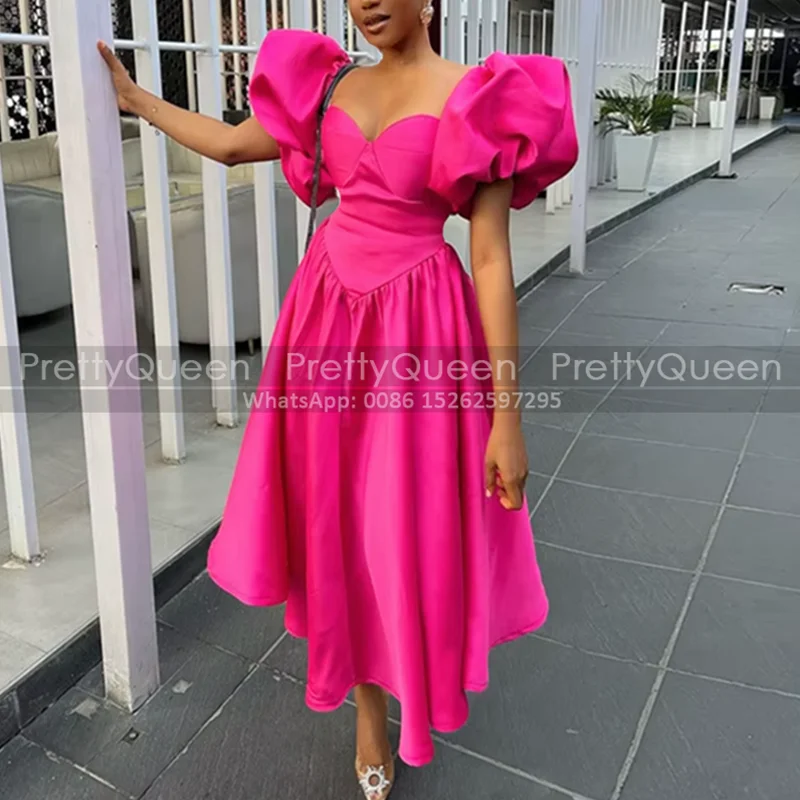 Hot Pink A Line Bridesmaid Dresses Square Neck Short Puff Sleeves Customized Ankle Length Wedding Party Dress
Hot Pink A Line Bridesmaid Dresses Square Neck Short Puff Sleeves Customized Ankle Length Wedding Party Dress