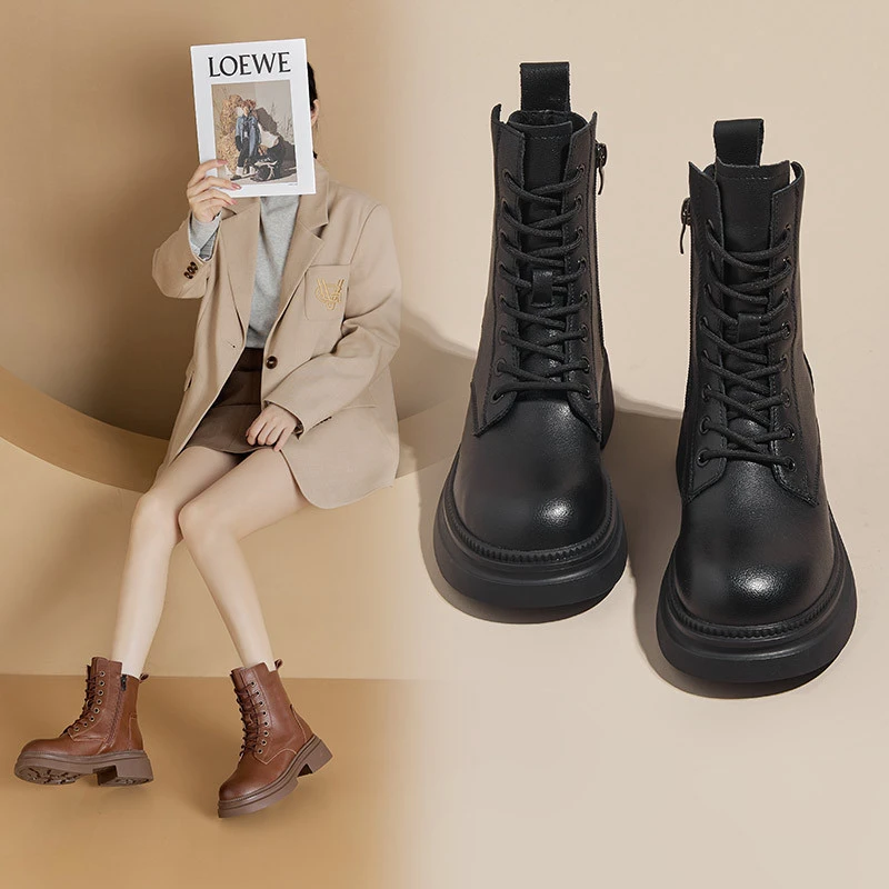 Women Genuine Leather Ankle Boots 2025 Autumn Fleece Lined Thick Sole Hidden Wedge Double Side Zipper Slim Casual Student Shoes
Women Genuine Leather Ankle Boots 2025 Autumn Fleece Lined Thick Sole Hidden Wedge Double Side Zipper Slim Casual Student Shoes