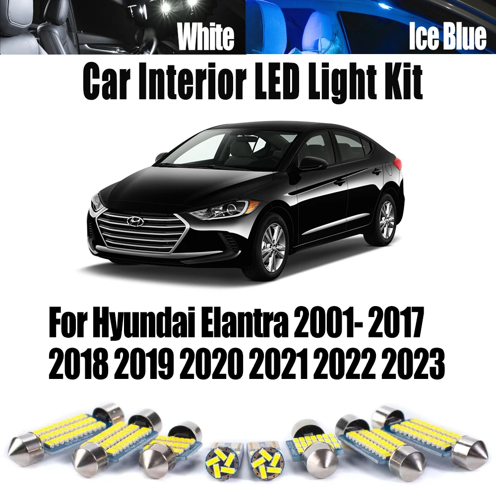 Canbus для Hyundai Elantra 2001-2021 2022 2023 светодиодный внутренний номерной знак, карта купола, багажник, потолочная лампа, комплект автомобильных аксессуаров 
Canbus для Hyundai Elantra 2001-2021 2022 2023 светодиодный внутренний номерной знак, карта купола, багажник, потолочная лампа, комплект автомобильных аксессуаров