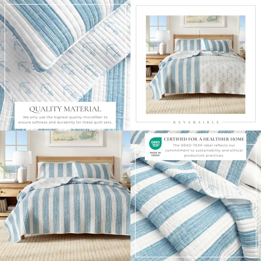 Coastal Bedding Set, Summer Coastal Quilt with Sham, Beach 2-Piece Reversible All Season Bedspread Quilt Set. Lightweight Nauti
Coastal Bedding Set, Summer Coastal Quilt with Sham, Beach 2-Piece Reversible All Season Bedspread Quilt Set. Lightweight Nauti