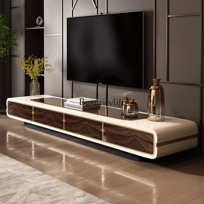 Modern light luxury household living room floor paint TV cabinet coffee table matching small apartment
Modern light luxury household living room floor paint TV cabinet coffee table matching small apartment