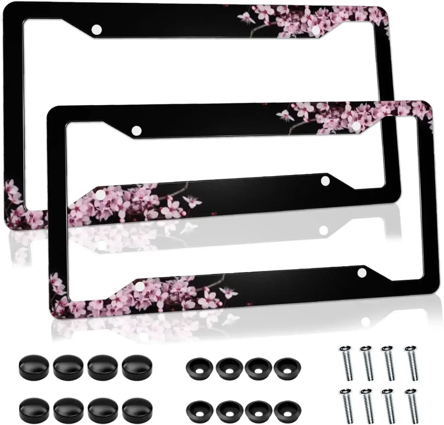 Cherry Blossom License Plate Frame Pink License Plate Cover Funny Auto Accessory Bracket Aluminum Metal Black License Plate Frames for Women Men (Set of 2, 12.3" x 6.3")
Cherry Blossom License Plate Frame Pink License Plate Cover Funny Auto Accessory Bracket Aluminum Metal Black License Plate Frames for Women Men (Set of 2, 12.3" x 6.3")