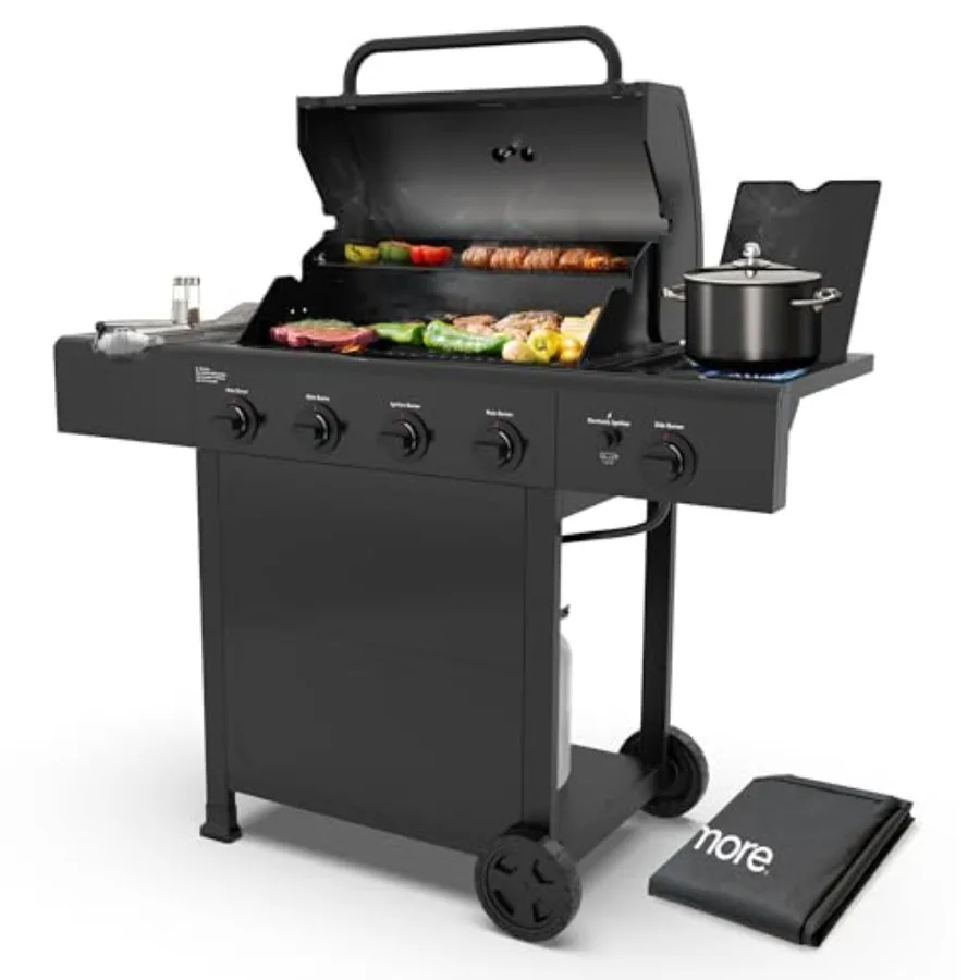 4-Burner Gas Grill with Side Burner Outdoor BBQ Grill Propane Gas Grill Cast Iron Cooking Grates Electronic Ignition Warming Ra
4-Burner Gas Grill with Side Burner Outdoor BBQ Grill Propane Gas Grill Cast Iron Cooking Grates Electronic Ignition Warming Ra