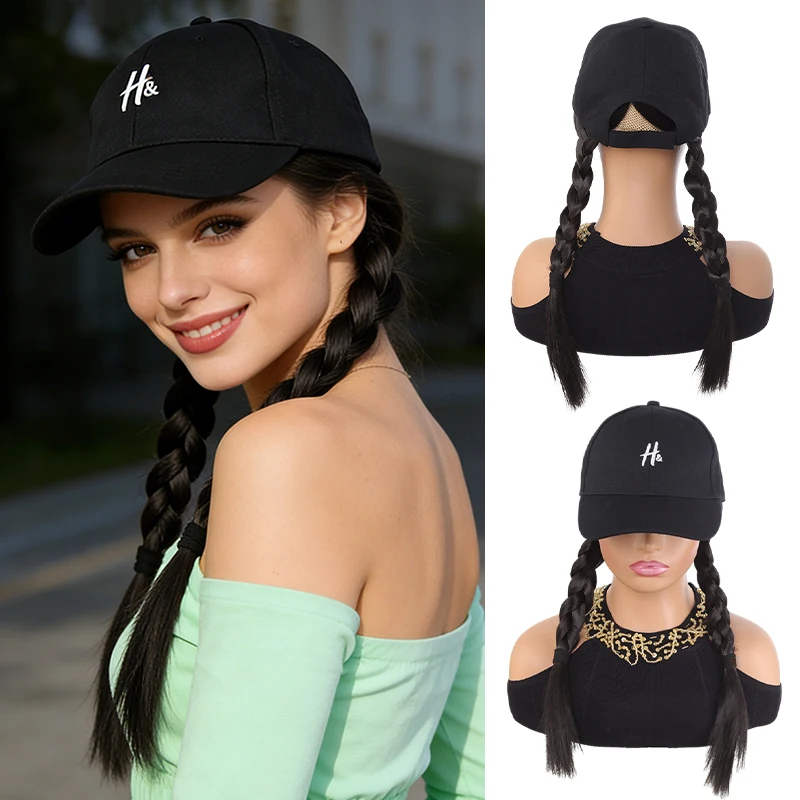 Women's Fashion Wig Baseball Cap, Synthetic Fiber Material, Black Cap with Two Braided Pigtails, Ideal for Daily Life, Work & St
Women's Fashion Wig Baseball Cap, Synthetic Fiber Material, Black Cap with Two Braided Pigtails, Ideal for Daily Life, Work & St