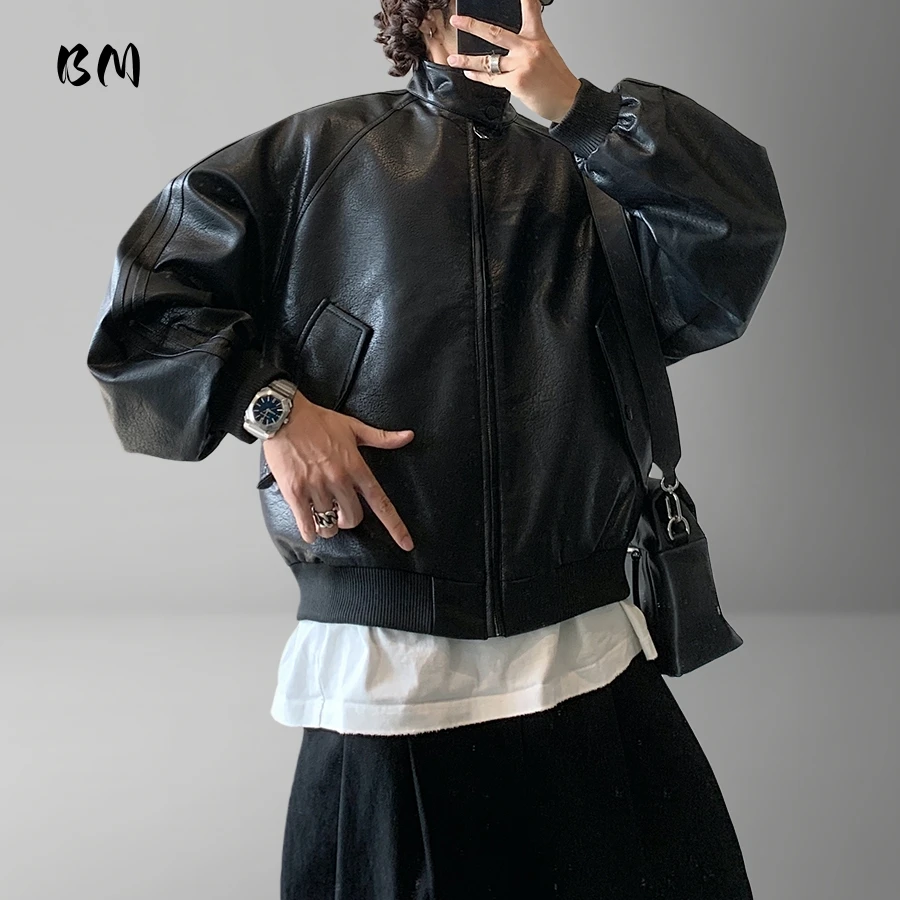 Японская уличная одежда, винтажные мотоциклетные кожаные куртки для мужчин, ветрозащитные короткие коричневые куртки с рукавами реглан, осень-весна, модное мужское пальто
Японская уличная одежда, винтажные мотоциклетные кожаные куртки для мужчин, ветрозащитные короткие коричневые куртки с рукавами реглан, осень-весна, модное мужское пальто