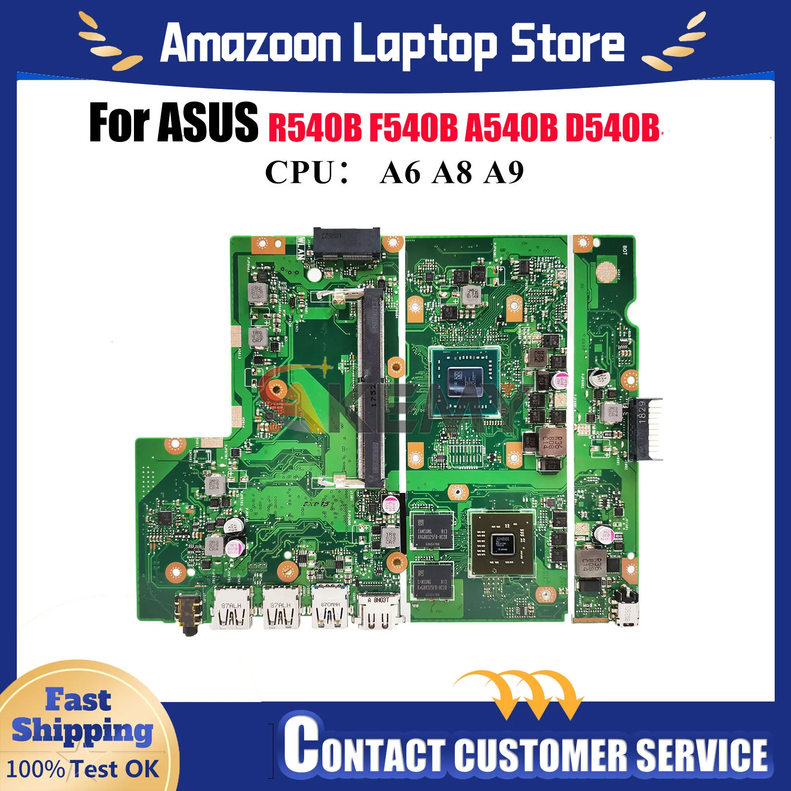 X540BP Laptop Motherboard For ASUS VivoBook R540B X540BP D540B F540B A540B X540B Mainboard With A6 A8 A9 CPU 100% tests OK stk
X540BP Laptop Motherboard For ASUS VivoBook R540B X540BP D540B F540B A540B X540B Mainboard With A6 A8 A9 CPU 100% tests OK stk