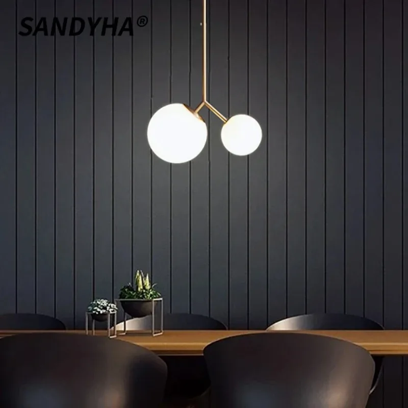 SANDYHA Modern Simple Glass Ball Chandelier LED Pendant Light Bedroom Bedside Table Night Hanging Lamp Home Decoration Lighting
SANDYHA Modern Simple Glass Ball Chandelier LED Pendant Light Bedroom Bedside Table Night Hanging Lamp Home Decoration Lighting