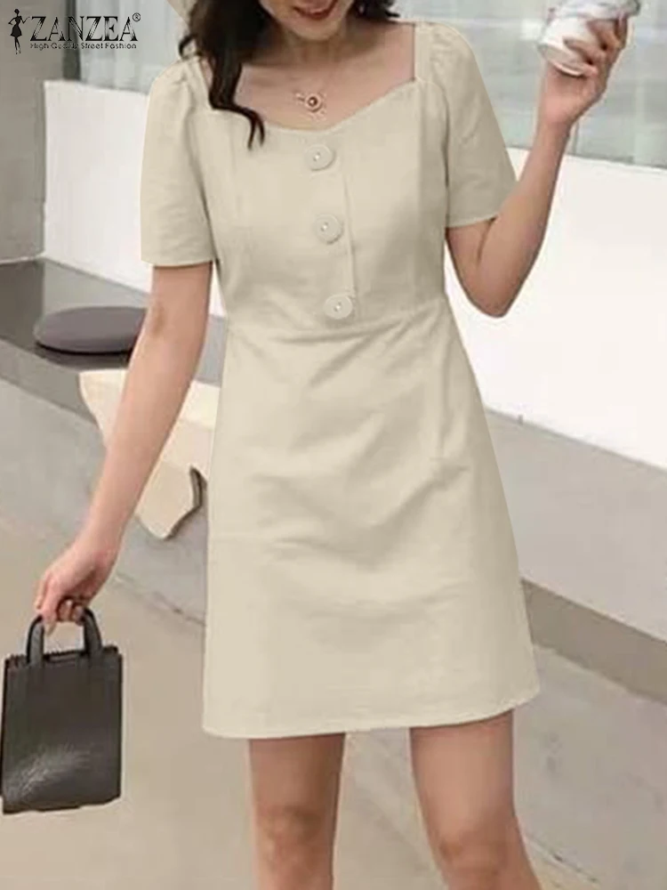 ZANZEA Casual Women's A-line Mini Dress 2025 Summer Short Puff Sleeve Elegant Solid Color Short Vestidos Square Neck Party Robes
ZANZEA Casual Women's A-line Mini Dress 2025 Summer Short Puff Sleeve Elegant Solid Color Short Vestidos Square Neck Party Robes