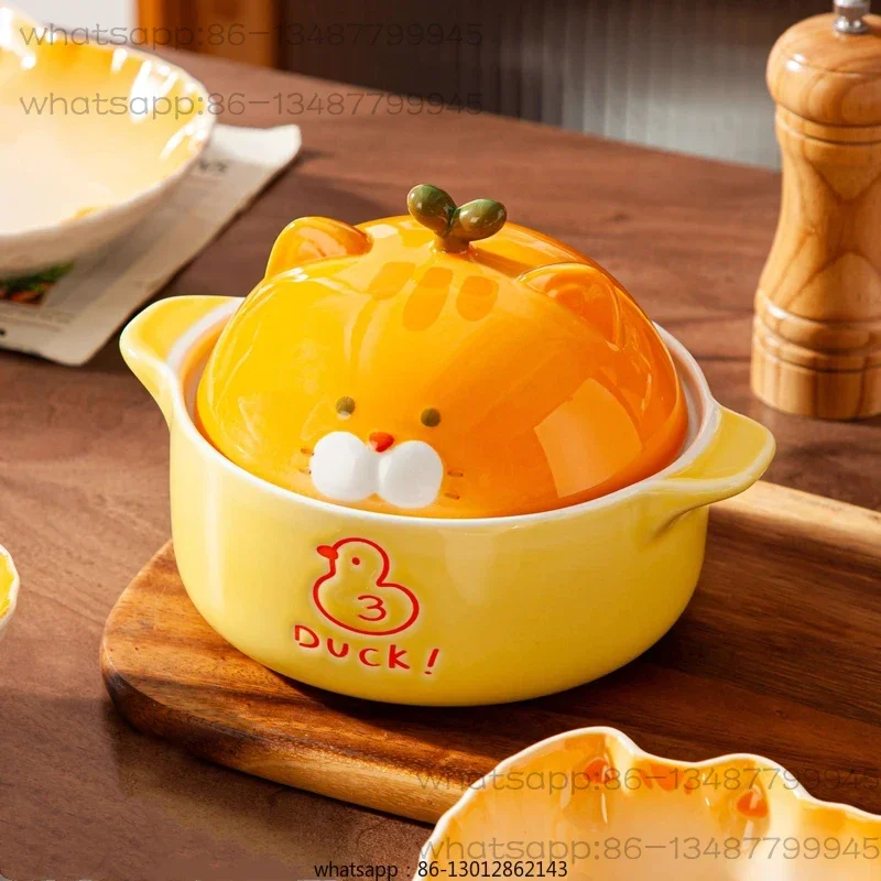 Pink piggy ceramic instant noodle bowl salad bowl with lid
Pink piggy ceramic instant noodle bowl salad bowl with lid