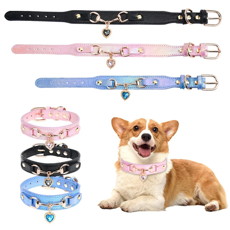 Luxurious Bling Heart Dog Collar Adjustable PU Pet Collar with Rhinestone Pendant Cute Durable Puppy Necklace Pet Accessories
Luxurious Bling Heart Dog Collar Adjustable PU Pet Collar with Rhinestone Pendant Cute Durable Puppy Necklace Pet Accessories
