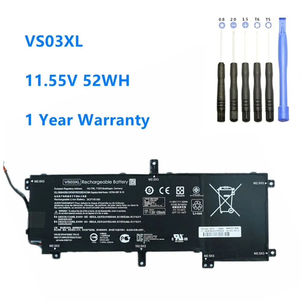 4502mAh VS03XL Laptop Battery for HP Envy 15-AS 15-AS014WM 849047-541 HSTNN-UB6Y 849047-541 849313-850 Tablet PC 11.55V 52WH
4502mAh VS03XL Laptop Battery for HP Envy 15-AS 15-AS014WM 849047-541 HSTNN-UB6Y 849047-541 849313-850 Tablet PC 11.55V 52WH