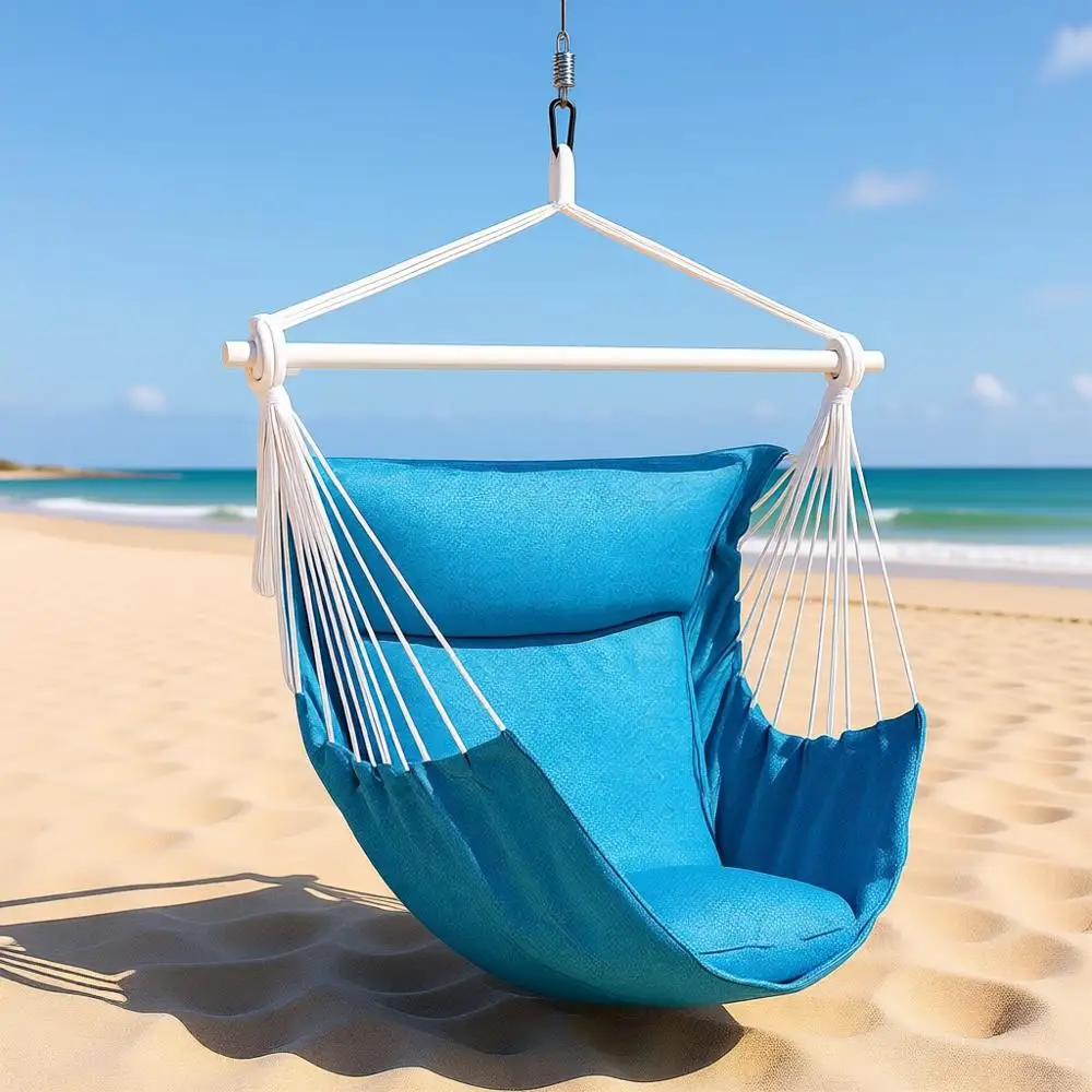 Hammock Swing Chair with Cushions, 500 lbs Capacity, Cotton Blend, Suitable for Indoor/Outdoor - Includes Hanging Accessories, 5
Hammock Swing Chair with Cushions, 500 lbs Capacity, Cotton Blend, Suitable for Indoor/Outdoor - Includes Hanging Accessories, 5