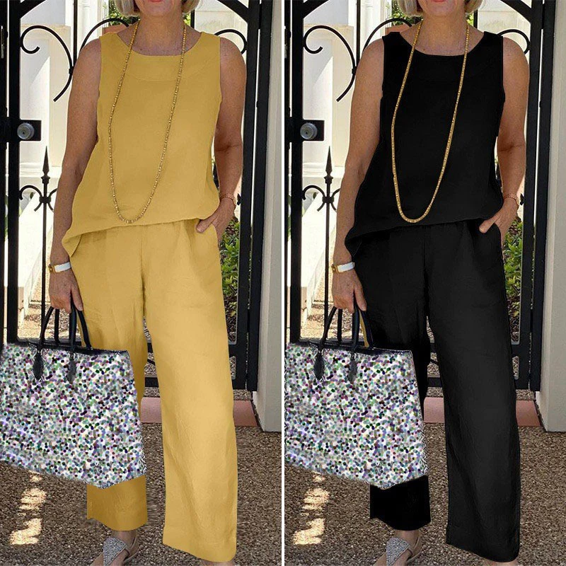 Fashion Loose Casual Sleeveless Pullover Tank Tops Summer Female Elegant Straight Pants Women Vacation Office Street 2 Piece Set
Fashion Loose Casual Sleeveless Pullover Tank Tops Summer Female Elegant Straight Pants Women Vacation Office Street 2 Piece Set