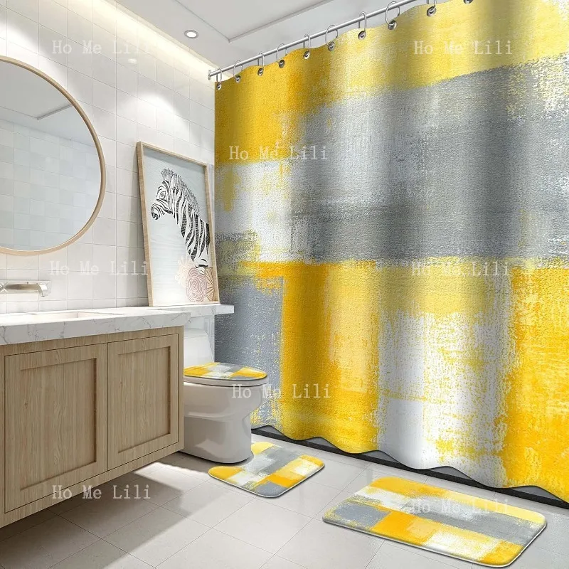 Lnond 4Pcs Yllow Yellow Grey Abstract Painting Bathroom Sets With Shower Curtain Rugs 4 Pcs Bath Mat And Accessories
Lnond 4Pcs Yllow Yellow Grey Abstract Painting Bathroom Sets With Shower Curtain Rugs 4 Pcs Bath Mat And Accessories