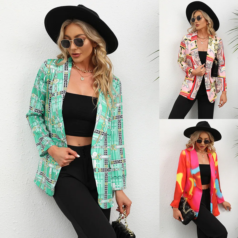 Spring Women's Jacket Long Sleeves Trendy Printed Fashion Top High Street Suit Collar Vacation Personalized Coat for Women
Spring Women's Jacket Long Sleeves Trendy Printed Fashion Top High Street Suit Collar Vacation Personalized Coat for Women