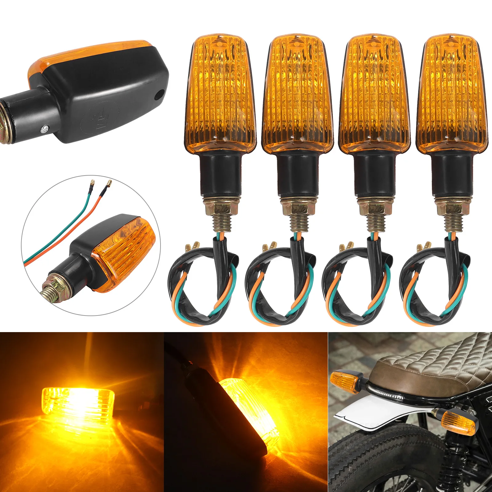 4PCS Universal Motorcycle Blub Turn Signal Lamp 12V Indicators Light Blinkers Signal Amber Motorcycle Led Turn Signal Lights
4PCS Universal Motorcycle Blub Turn Signal Lamp 12V Indicators Light Blinkers Signal Amber Motorcycle Led Turn Signal Lights