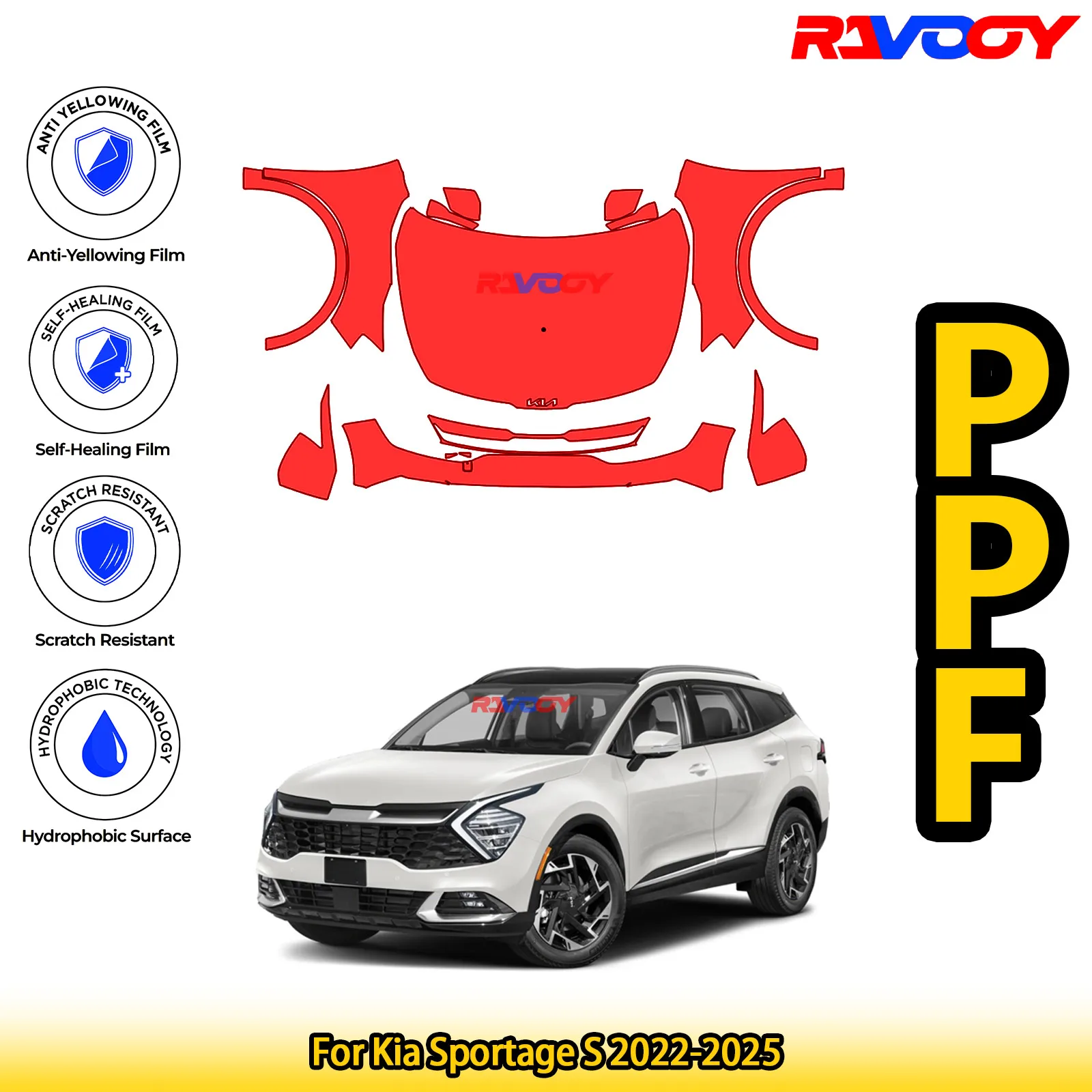Для Kia Sportage S 2022-2025 глянцевая матовая черная предварительно вырезанная передняя защитная пленка PPF Kit
Для Kia Sportage S 2022-2025 глянцевая матовая черная предварительно вырезанная передняя защитная пленка PPF Kit