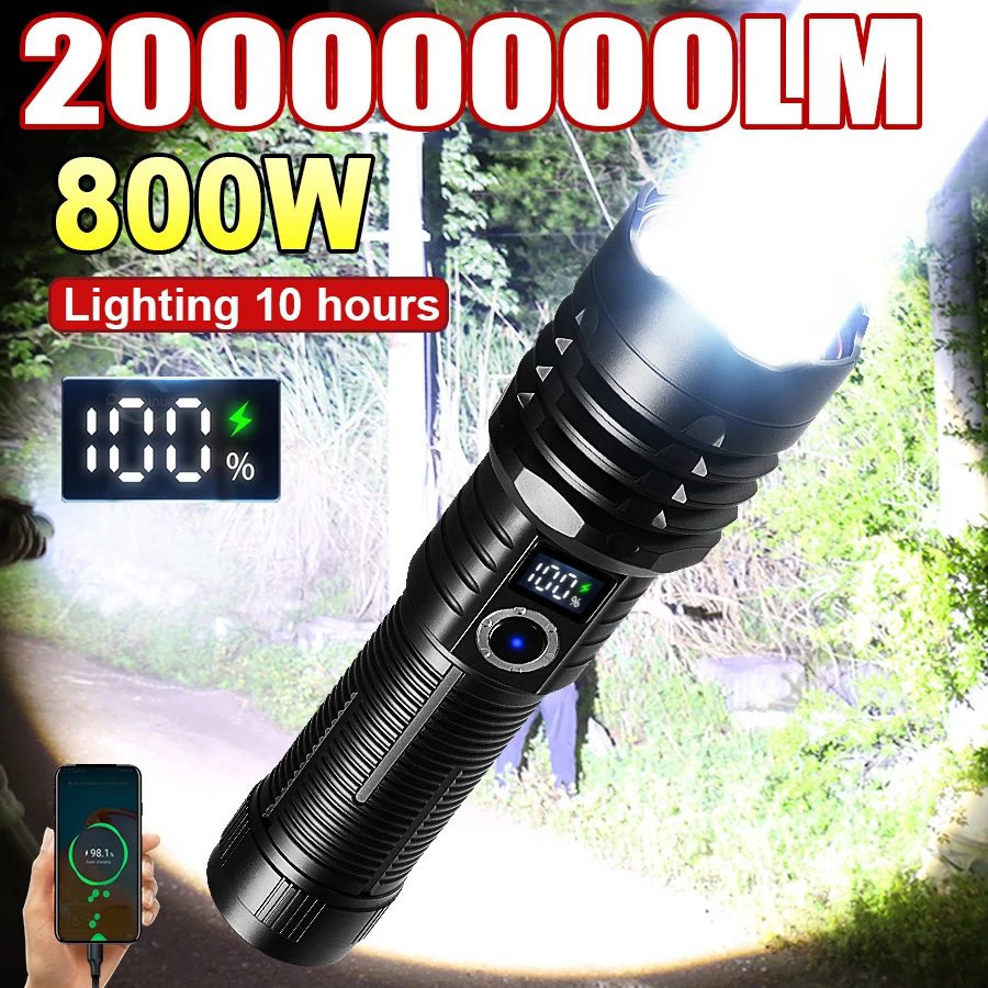 20000000LM 800 Вт светодиодный фонарик высокой мощности USB перезаряжаемый портативный ручной фонарь открытый кемпинг аварийный зум ручной фонарь
20000000LM 800 Вт светодиодный фонарик высокой мощности USB перезаряжаемый портативный ручной фонарь открытый кемпинг аварийный зум ручной фонарь