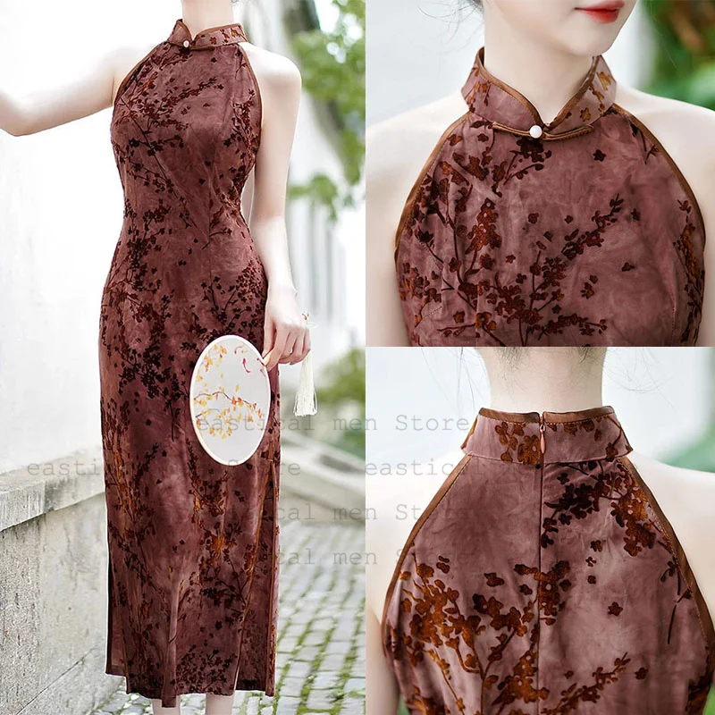 Лето-Осеннее новое улучшенное китайское платье Cheongsam 2021, сексуальное Ципао без рукавов, длинное элегантное платье, велюровое платье Qipaos
Лето-Осеннее новое улучшенное китайское платье Cheongsam 2021, сексуальное Ципао без рукавов, длинное элегантное платье, велюровое платье Qipaos